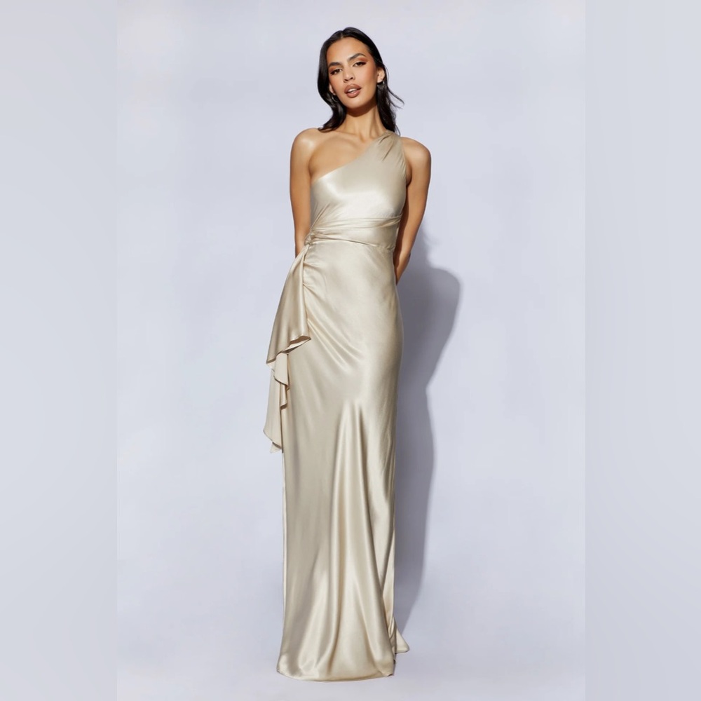 MESHKI Calliope One Shoulder Maxi Dress - Champagne